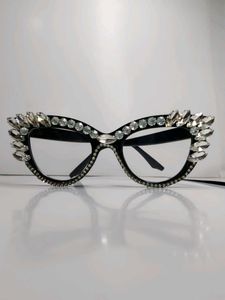 Glamorous Rhinestone Cat-Eye Glasses