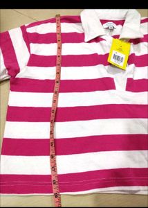Oversized Pink Striped Crop Top
