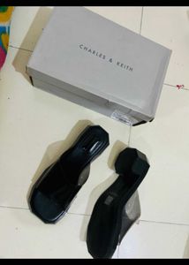Charles &amp; Keith Black Jelly Slides brand new 37