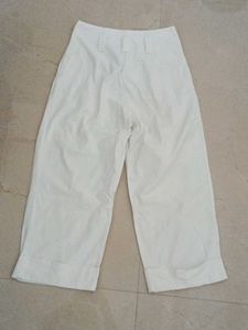White Cropped Wide Leg Pants