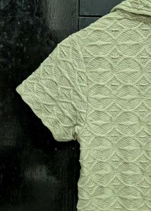 Textured Collared Cropped Shirt