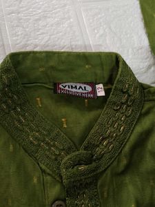 Kid's Green Kurta with White Pajama Set