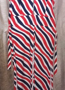 Red, White, Blue Striped Fit &amp; Flare Dress
