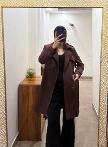 DOUBLE BREASTED BURGUNDY  TRENCH COAT