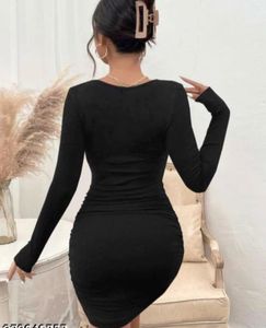 Little Black Dress Lyrca- Ruched Bodycon