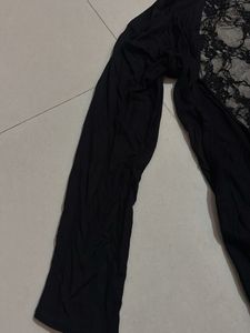 Elegant Black Lace Detail Top/ Shrug