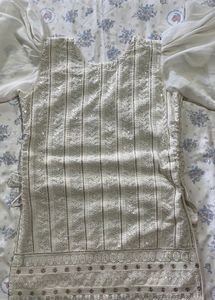 Elegant White Sequined Kurta with trouser