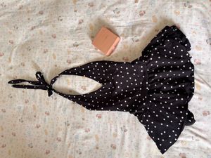 Black Polka Dot halter top
