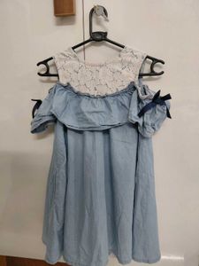 Cute Blue off Shoulder denim Top