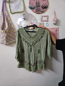 Embroidered Green Ethnic Tunic