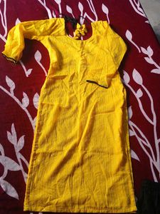 Yellow Kurta with Black Pants