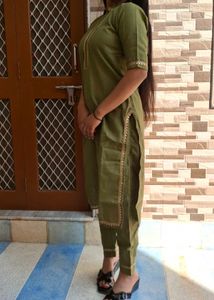 Olive Green Kurti Pant Set