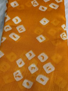 Bandhini Print Sarees With Gold Zari Boarder