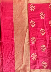 Elegant rose Pink Saree with Golden Motifs