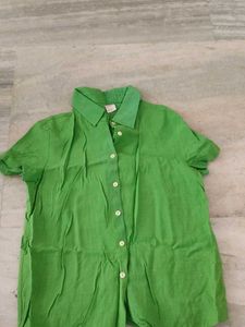 Linen Green Button-Down Shirt