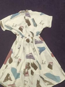 Abstract Print Belted Dress