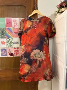 Vibrant Floral Print Short Dress