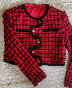 Chic Plaid Tweed Cropped Coat