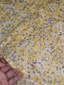 Yellow Floral Print Puff Sleeve Top