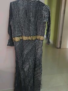 Elegant Black &amp; White Polka Dot Gown