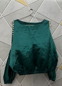 Emerald Green Pearl Blouse
