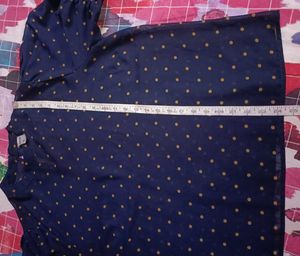 Navy Blue Polka Dot top, puff sleeves
