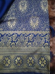 Elegant Navy Blue Banarasi Silk Saree