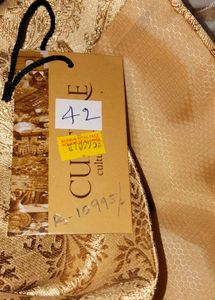 Sherwani- Golden With Maroon Highlights And Button