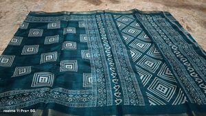 Teal Saree with Geometric Print