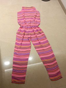 Boho Pink Striped Jumpsuit