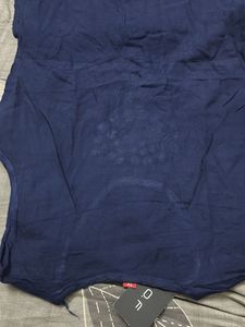 Women's Blue Kurta with Tree Embroidery