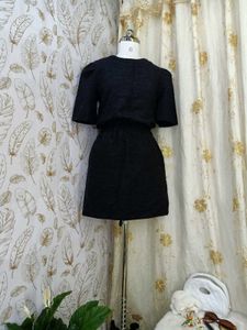 Chic Black Textured Puff Sleeve Dress