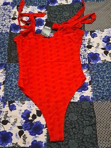 Shein Chic Red Eyelet Tie-Strap Crop Top
