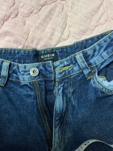 SHEIN Wide Leg solid Blue Denim Jeans