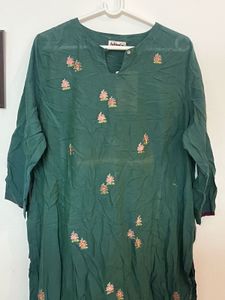 Beautifully Embroidered Green Kurta