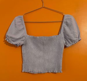 Smocked Puff Sleeve Square Neck Top