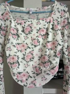 Floral Print Bell Sleeve Top