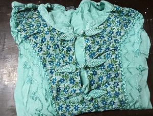 Turquoise Embroidered Kurta