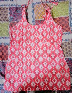 Vibrant Pink &amp; White printed kurti 🩷