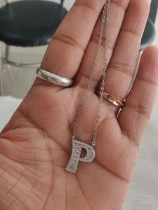 925 Silver Letter 'p' Pendant With Chain