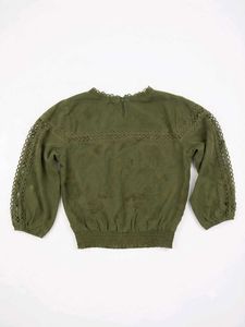 Chic Olive Green Lace Trim Top