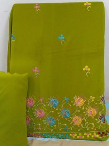 Emerald Elegance - Olive Green Embroidered Suitset