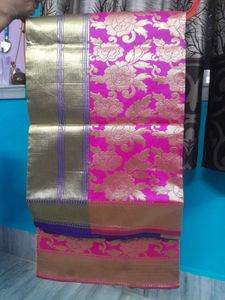 Vibrant Pink Floral Silk Saree