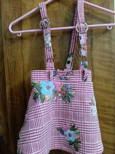 Cute Floral Embroidered Pinafore Dress