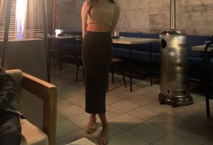 High Waisted wool pencil slit skirt