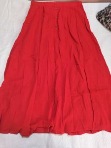 Vibrant Red Button-Down Maxi Skirt ♥️🍒