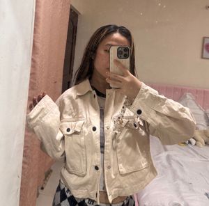 Cream Cropped Utility Jacket