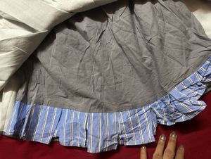 Pleated Skirt with Striped Waistband