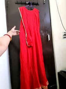 Women's Red Flared Designer Ethnic Kurta | "size 3