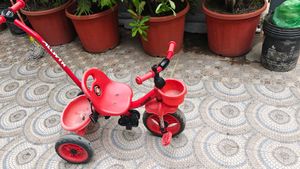Red Kids Tricycle with Parental Handle